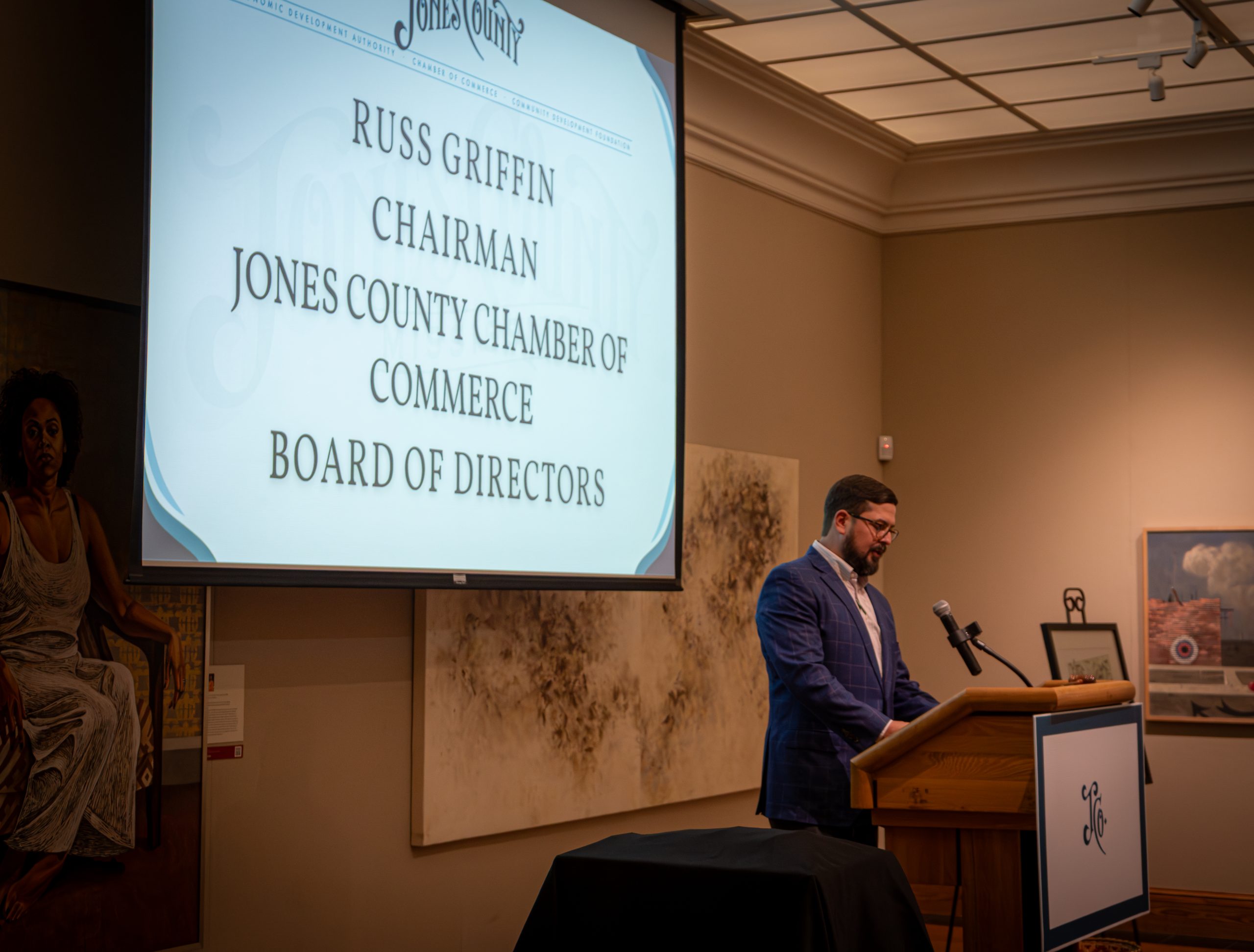Russ Griffin speaking at the Jones County Chamber of Commerce annual meeting