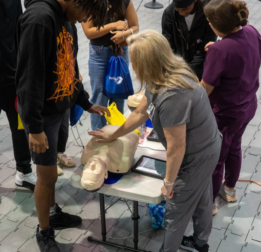 Students learning hands-on skills at the Spring Forward Career Expo